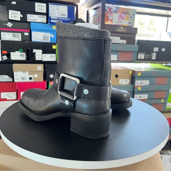 Ash Black Texas Moto Boots with Silver Buckles - Picture 7 of 9